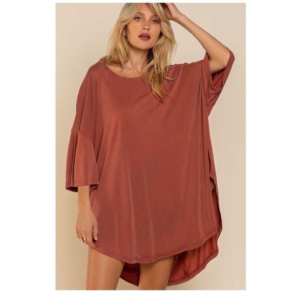 𝅺high Low Tunic In Brick - Picture 5 of 10